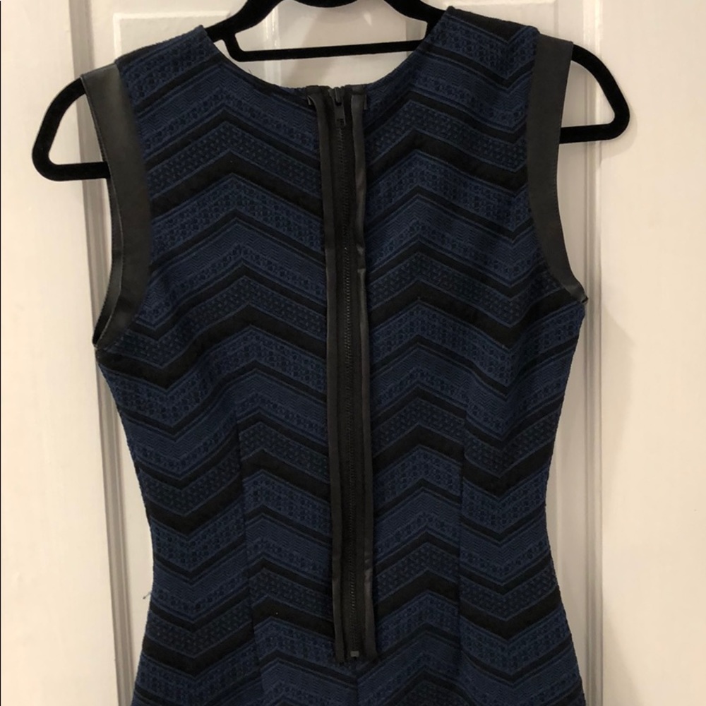 Love Ady navy and black leather detailed dress